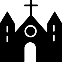 Church building icon.Sacred place of worship and spirituality concept. Christian faith symbol for belief and prayer. Editable stroke and perfect pixel isolated on transparent background.