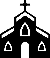 Church building icon.Sacred place of worship and spirituality concept. Christian faith symbol for belief and prayer. Editable stroke and perfect pixel isolated on transparent background.