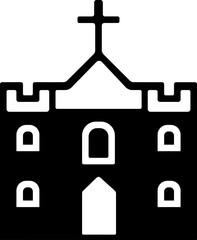 Church building icon.Sacred place of worship and spirituality concept. Christian faith symbol for belief and prayer. Editable stroke and perfect pixel isolated on transparent background.