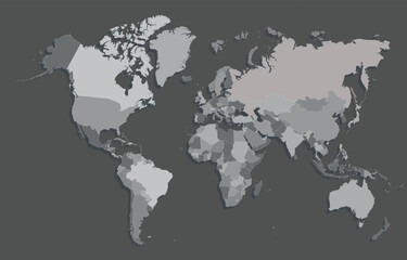 World Map Black White Background Concept