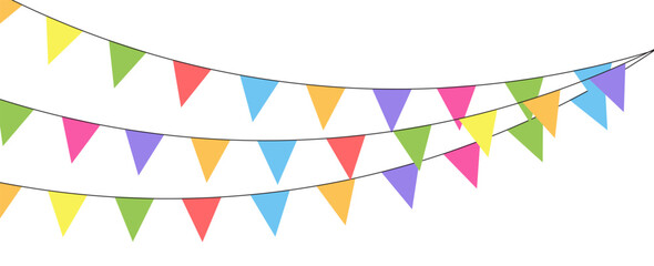 Obraz premium Colorful watercolor carnival garland with flag. Decorative colorful party pennants for birthday celebration, festival decor. vector moderrn.