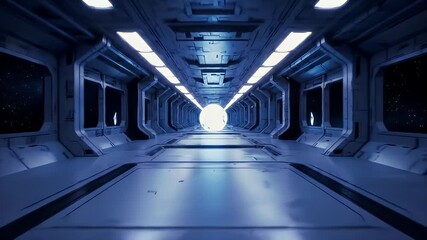 ai generated nft futuristic spaceship corridor with glowing energy orb - Powered by Adobe