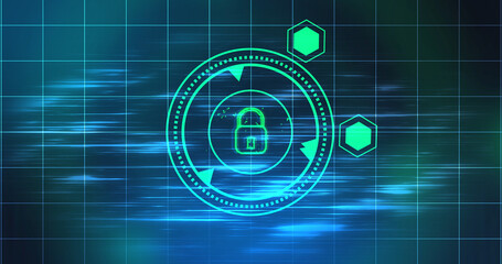 Cybersecurity lock showing connectivity learning mark concept. Binary coding matrix like cyber virus attack malware like. Trojan sending a security hacking process. Modern encryption control auth.
