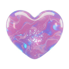 Iridescent Heart with Glitter Swirl 3D Render