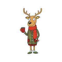 christmas reindeer with red ribbon