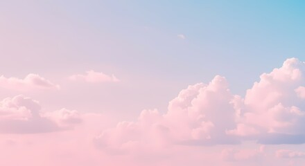 Pastel Pink and Blue Sky with Fluffy Clouds