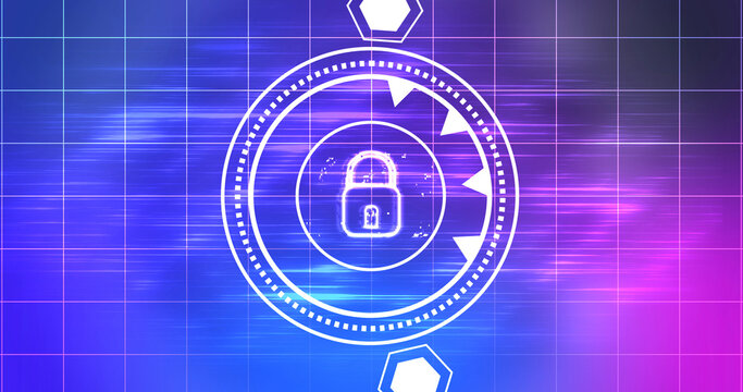 Cybersecurity lock showing connectivity learning mark concept. Binary coding matrix like cyber virus attack malware like. Trojan sending a security hacking process. Modern encryption control auth.
