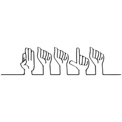 Continuous Line Art Vector Illustration of American Sign Language (ASL) Fingerspelling 'HELLO' – Minimalist Deaf Awareness Design for International Day of Sign Languages and Inclusive Communication