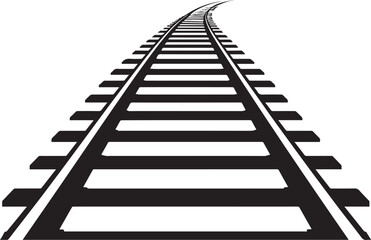 Rail Track Silhouette in Black | Train Railway Path Illustration