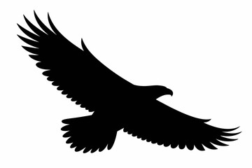 Vector art of a striking silhouette of a bald eagle in flight, wings spread wide, embodying freedom and power isolated on white background