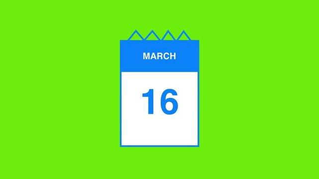 March month calendar. calendar simple icon animation date change time month. sophisticated calendar animation. Date, day and month
