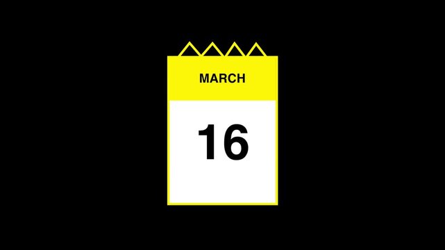 March month calendar. calendar simple icon animation date change time month. sophisticated calendar animation. Date, day and month
