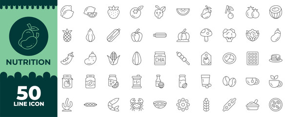 Nutrition Line Editable Icons set. Vector illustration in modern thin line style of Nutrition icons: nourishment, food, healthy, etc