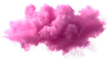 Fototapeta premium Pink powder cloud explosion against a white background.
