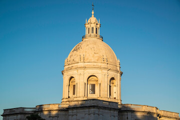 Fototapeta premium Lisbon, Portugal - July 6 2025: The Beautiful dome of Panthéon national in the sunset light in Lisbon Portugal