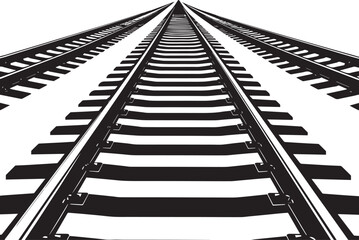 Rail Track Silhouette in Black | Train Railway Path Illustration