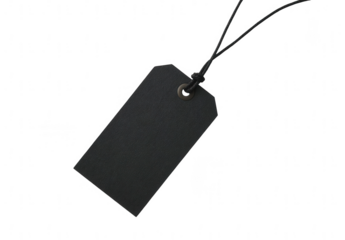 Black price tag isolated on a white background, png, transparent