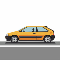 Vector Illustration of a Yellow Hatchback Car