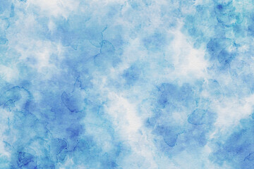 Blue watercolor abstract background. Hand-painted stain artistic texture for poster, card, cover, banner.
