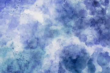 Blue watercolor abstract background. Hand-painted stain artistic texture for poster, card, cover, banner.