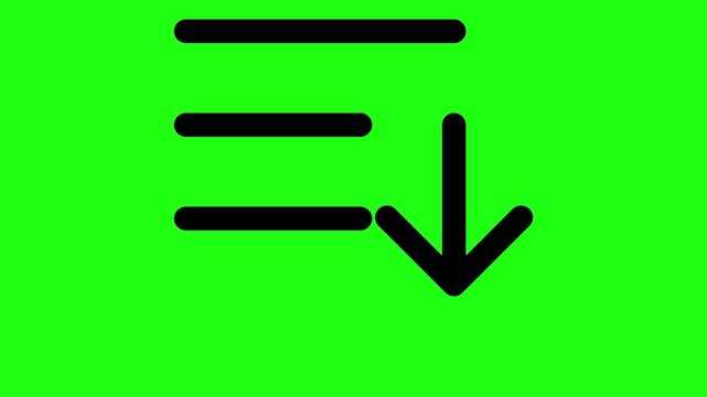 Sort down arrow icon green screen video