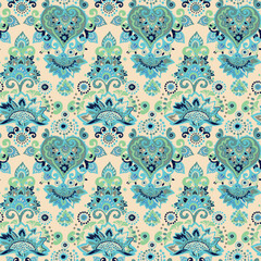 Vintage pattern for fabric "Oriental motifs" in the style of traditional prints. For textiles, wallpaper, packaging.
