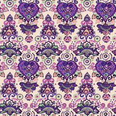 Vintage pattern for fabric "Oriental motifs" in the style of traditional prints. For textiles, wallpaper, packaging.