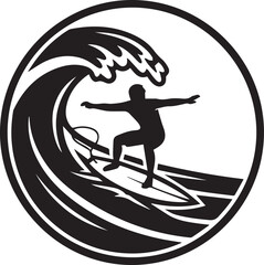 silhouette of a man on a skateboard Surfing Silhouette Vector Illustrations on Crashing Waves

