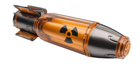 Nuclear bomb with nuclear sign on white background, png, transparent