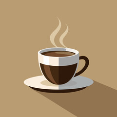 Obraz premium Minimalist Espresso Cup with Steam on White Background