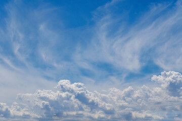 真夏の青い空と白い雲