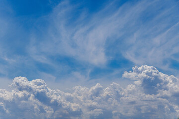 真夏の青い空と白い雲
