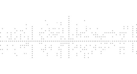 Subtle gray dots form a minimalist geometric pattern against a clean white backdrop, creating a refined and modern design evocative of digital data or abstract cityscape forms