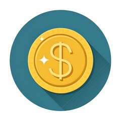Gold Coin US Dollar Currency Icon for Finance  Business