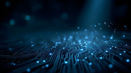 Detailed circuit board with glowing components.