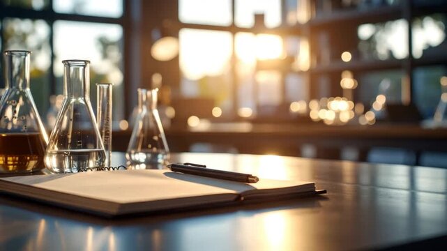 Laboratory table with equipment