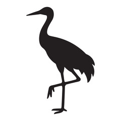 Obraz premium Sandhill Crane Silhouette Over Marshland at Dusk