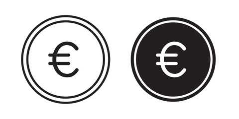 Euro icon . Vector illustration with stroke and fill on a white background.