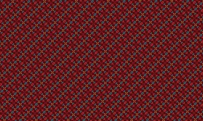 Colorful Geometric Batik Pattern with Symmetrical Motifs