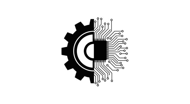Hybrid Technology Gear and Circuit Board Icon