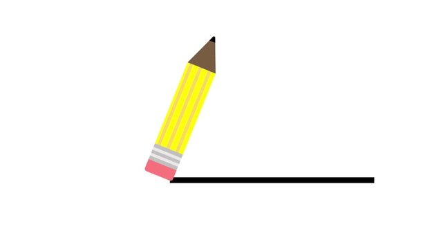 Pencil animation drawing and erasing lines.