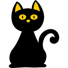 black cat illustration isolated for Halloween day