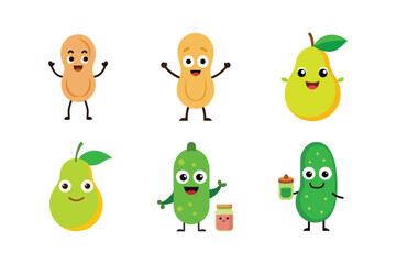 Unique and expressive food and beverage mascot logo set for promotional use Color Vector illustration  