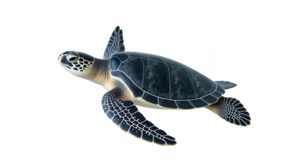 Realistic sea turtle swimming gracefully ocean, showcasing its intricate shell patterns and vibrant colors. serene underwater environment enhances
