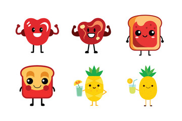 Creative hand drawn style food and drink mascot logo pack for advertisements Color Vector illustration  