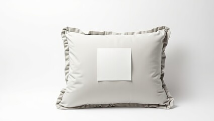 Light gray pillow with decorative ruffle trim.