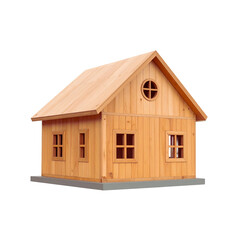 Small wooden house isolated on transparent background