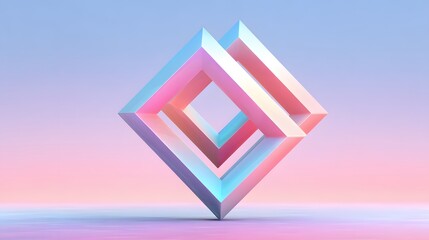 Interlocking geometric shapes in pastel hues.