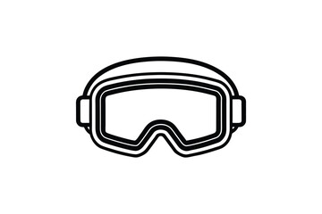 Ski Goggles Icon in Black and White Winter Sports Equipment Silhouette