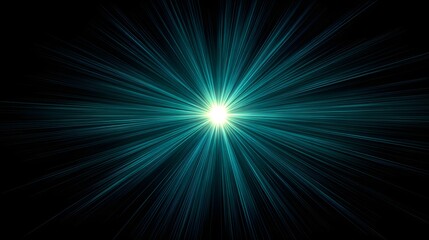 Obraz premium Teal light rays radiating from a central point.